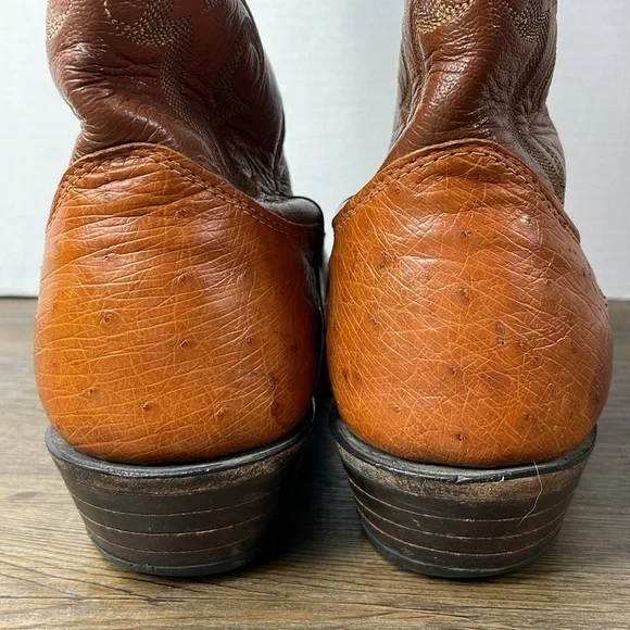 Nocona Men’s Brown Ostrich Western Cowboy Boots, size 9